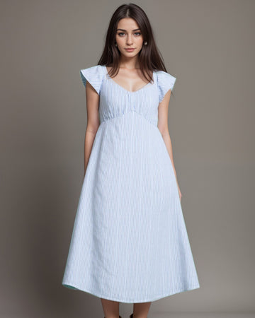 Sky Breeze Printed Cotton Maxi Dress