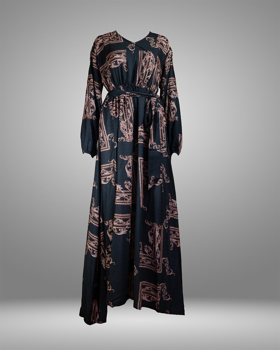 Boho Black Paisley Maxi Dress