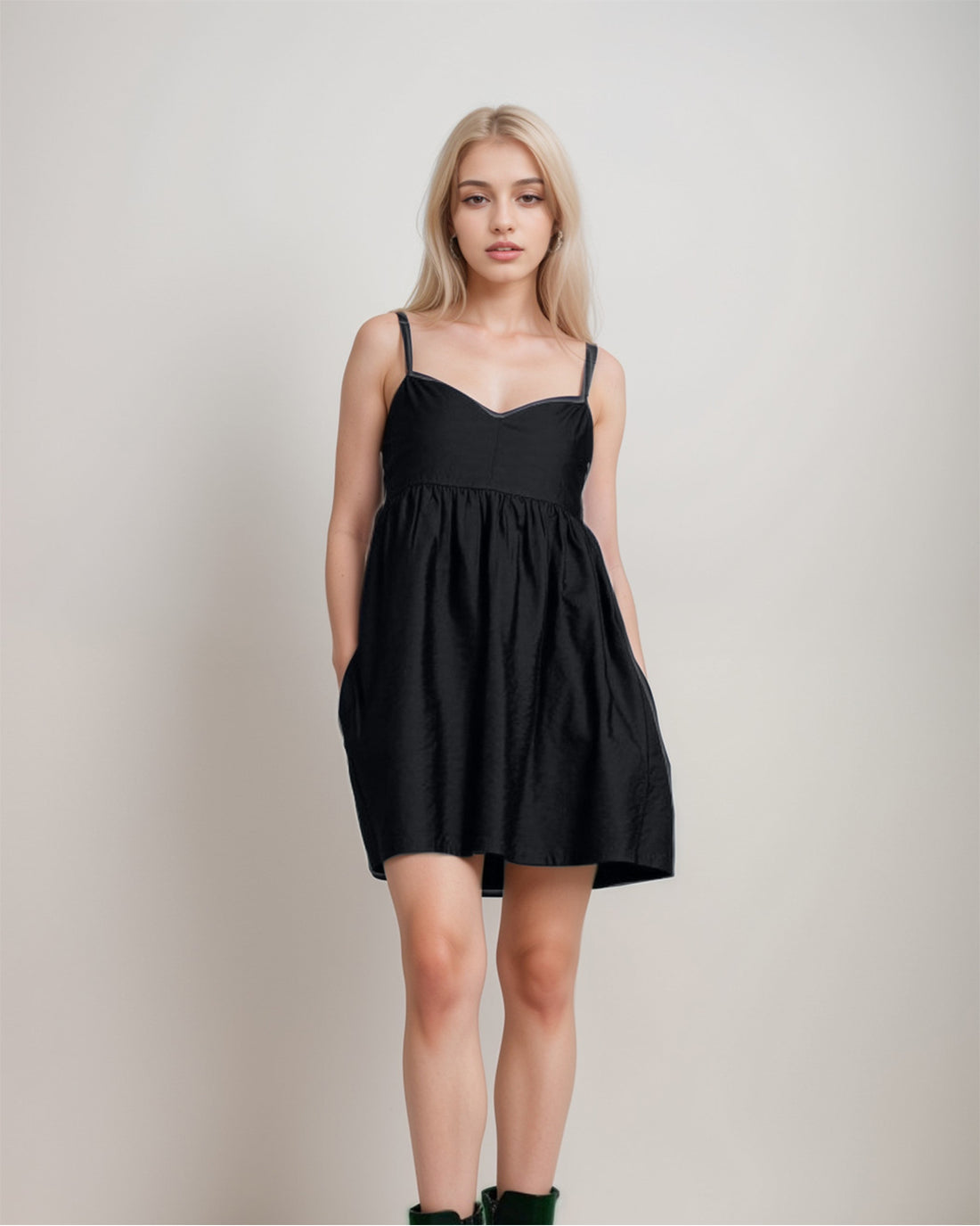 Midnight Charm Flared Cotton Mini Dress